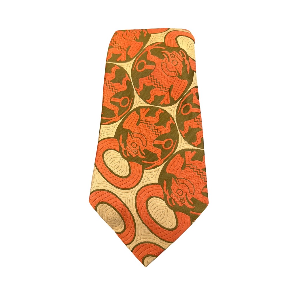 Vintage Wembley Necktie Retro Geometric Psychedelic Mid Century Mod Dragon Funky